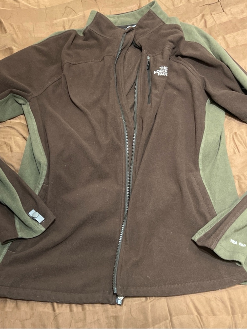 The North Face Brown & Olive Green Zip Fleece Jacket